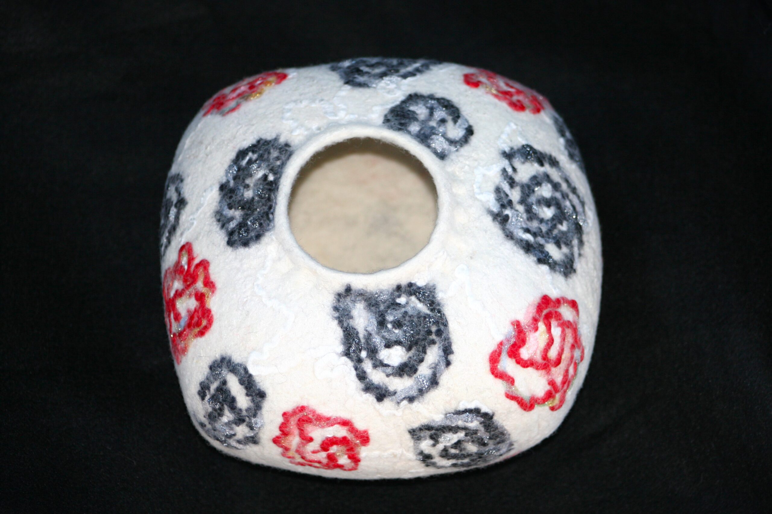 Felted White Vessel with Roses - Image 4